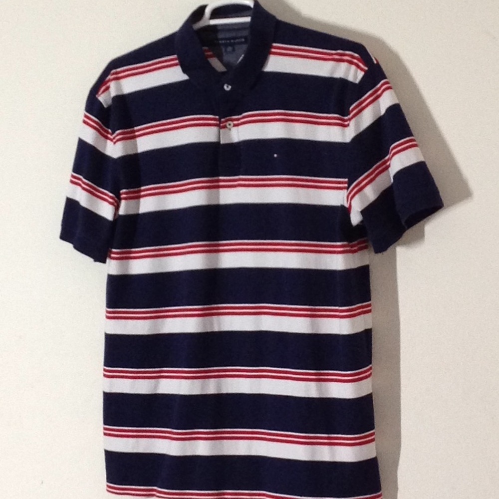 Tommy Hilfiger Red White Blue Stripe Polo Shirt
